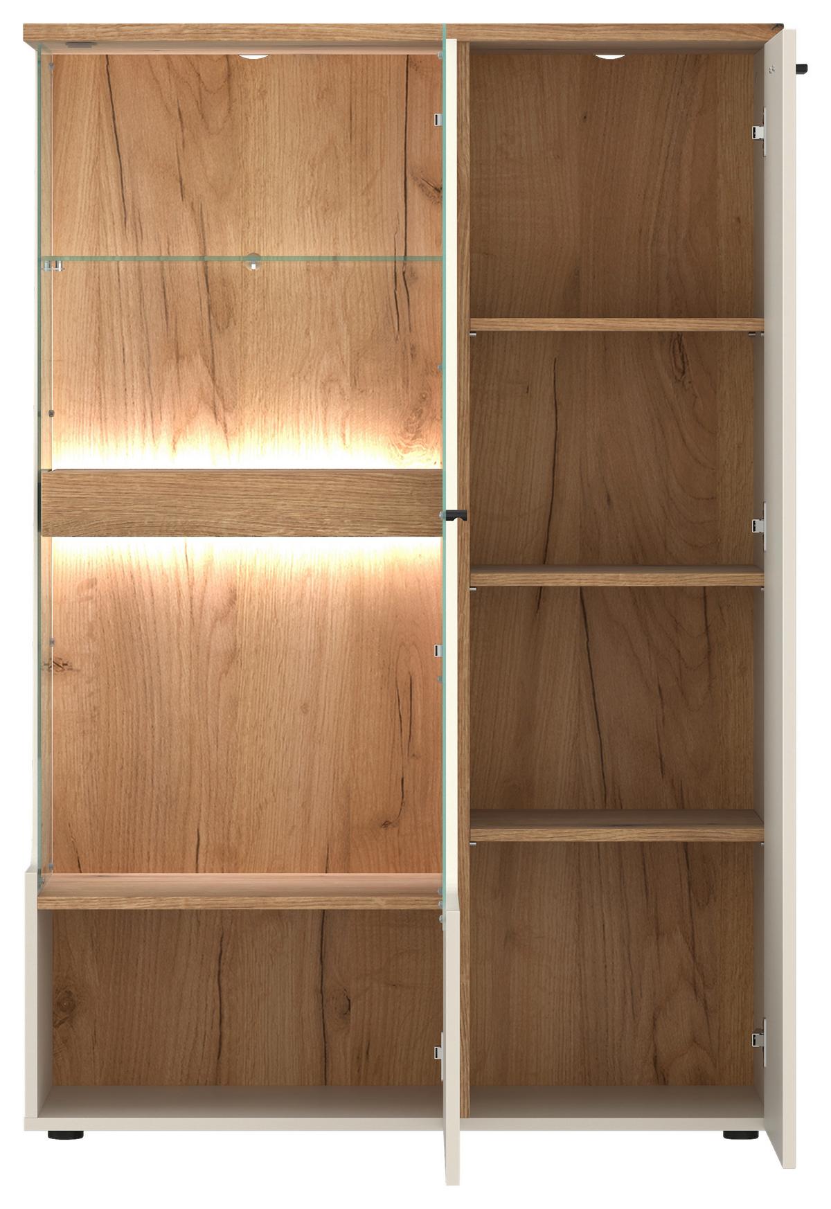 Vitrin Cut Out - kasmír/tölgyfa, Modern, faalapú anyag/Üveg (95/140/40cm)
