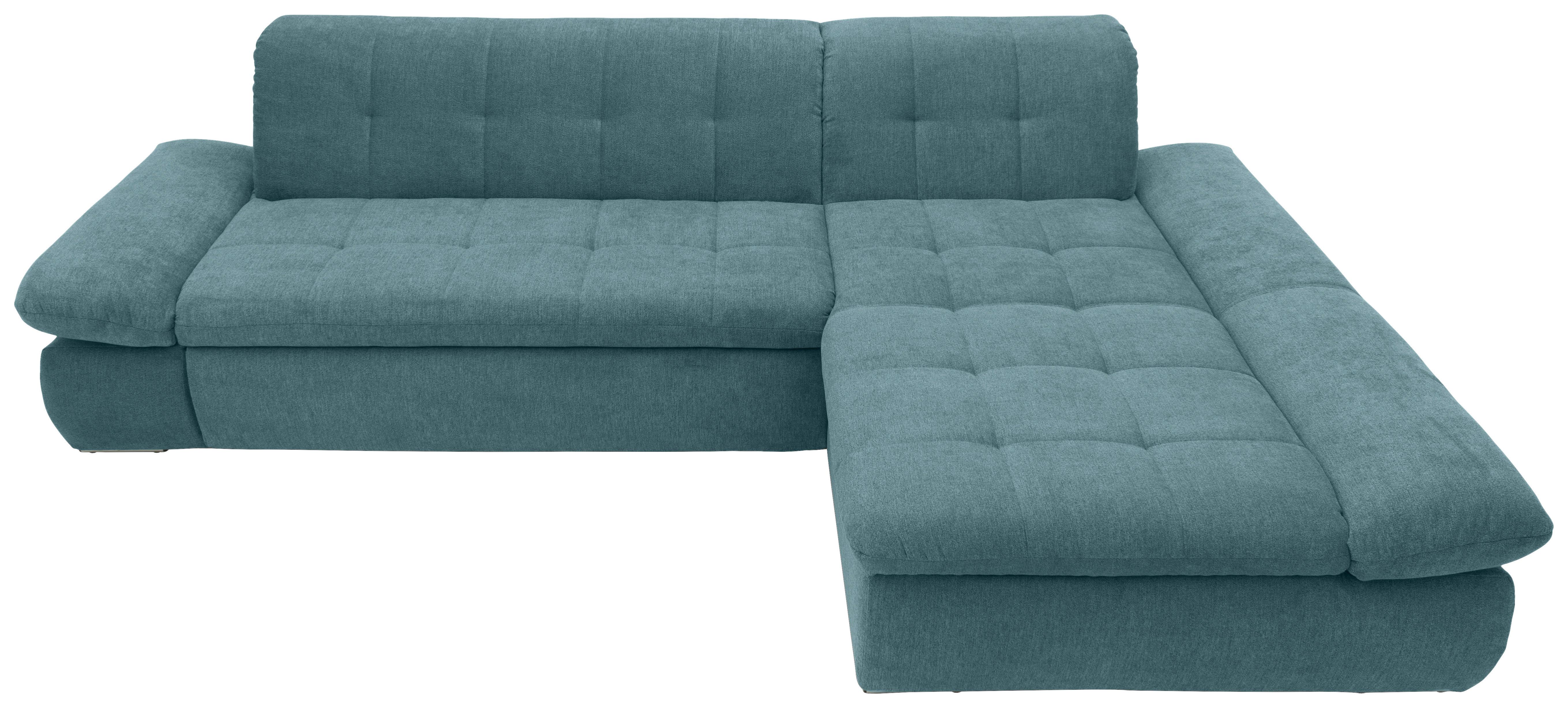 Ecksofa Mit Schlaffunktion Moric Petrol Mikrofaser - Chromfarben/Petrol, KONVENTIONELL, Textil (300/172cm) - MID.YOU