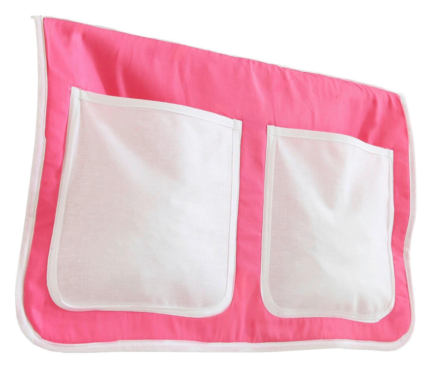 Betttasche aus Baumwolle m. 2 Fächern, rosa/Weiß