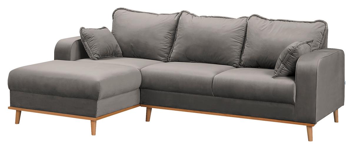 Ecksofa Beata Grau S: 150x230 cm - Wengefarben/Grau, Design, Textil (150/230cm) - Livetastic