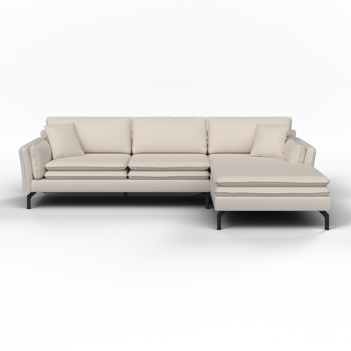 Rohová sedačka LANI, přírodní barvy - černá/přírodní barvy, Moderní, kov/dřevo (296/86/170cm) - Bessagi Home