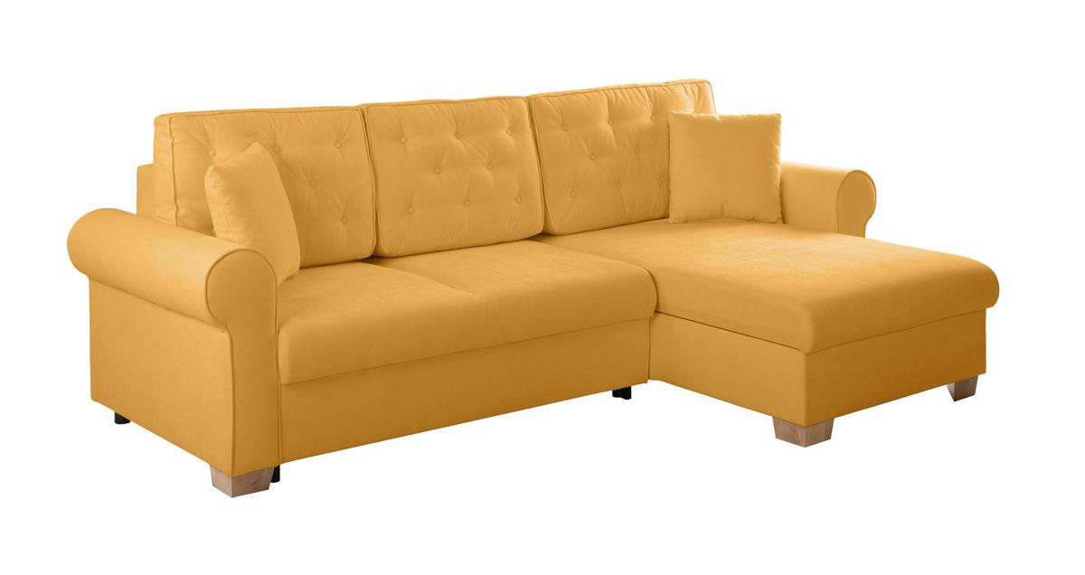 Ecksofa Arles, Gelb 48 S: 266x161 Cm - Gelb/Buchefarben, Design, Textil (266/161cm) - MID.YOU
