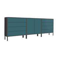 Sideboard Mailand 4 B: 237 cm Petrol - Anthrazit/Petrol, MODERN, Holzwerkstoff (237/86/33cm) - MID.YOU