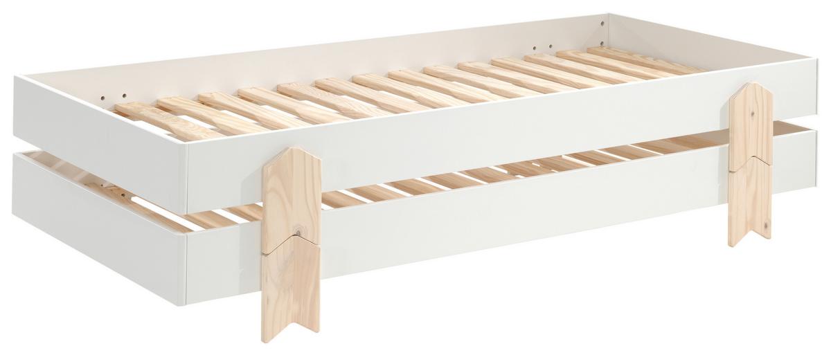 Stohovatelná postel MODULO bílá - barvy borovice/bílá, Moderní, dřevo/kompozitní dřevo (90/200cm) - MID.YOU