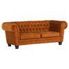 Chesterfield-Sofa Slopes Cognac 3-Sitzer - Cognac/Schwarz, KONVENTIONELL, Textil (203/79/93cm) - Livetastic