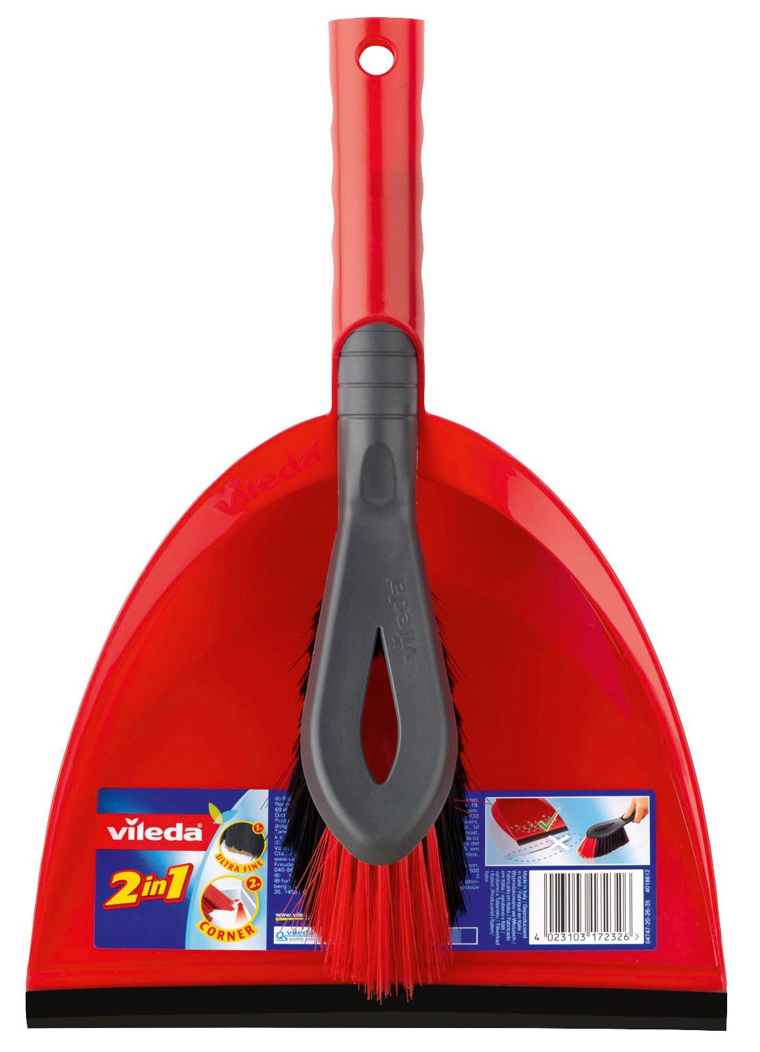 Kehrgarnitur 2 in1 Handbesen + Schaufel - Rot, KONVENTIONELL, Kunststoff (22.5/34/8.5cm) - Vileda