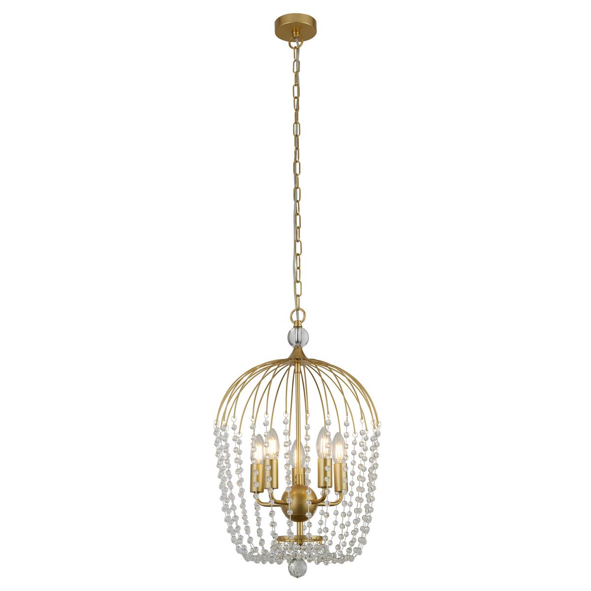 Hängeleuchte Shower H: 150 cm 5-Flammig - Goldfarben, Design, Glas/Metall (36/150cm)