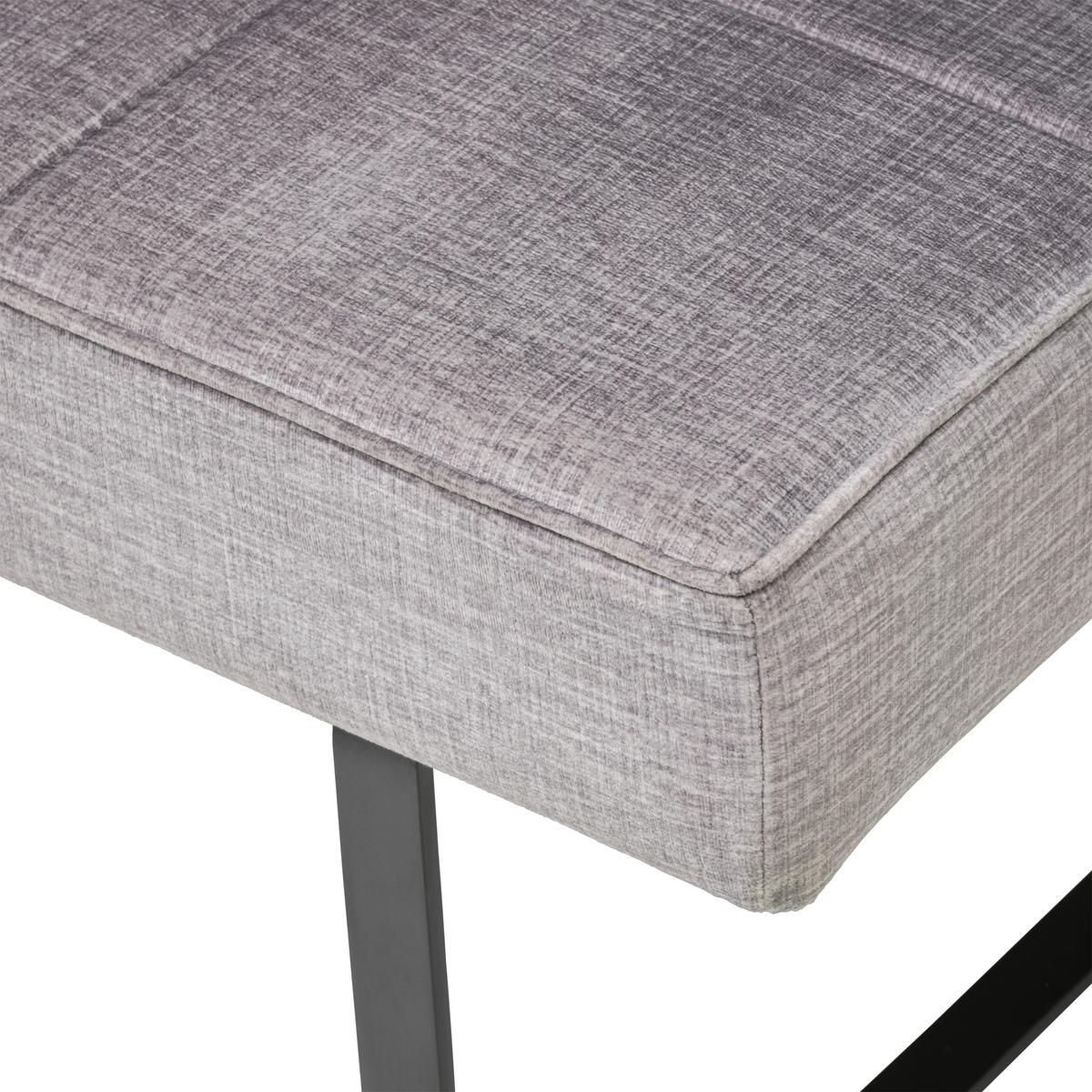 Sitzbank Tilos ohne Lehne Samt Dunkelgrau, B: 140 cm - Dunkelgrau/Schwarz, KONVENTIONELL, Textil/Metall (140/49/47cm) - MID.YOU