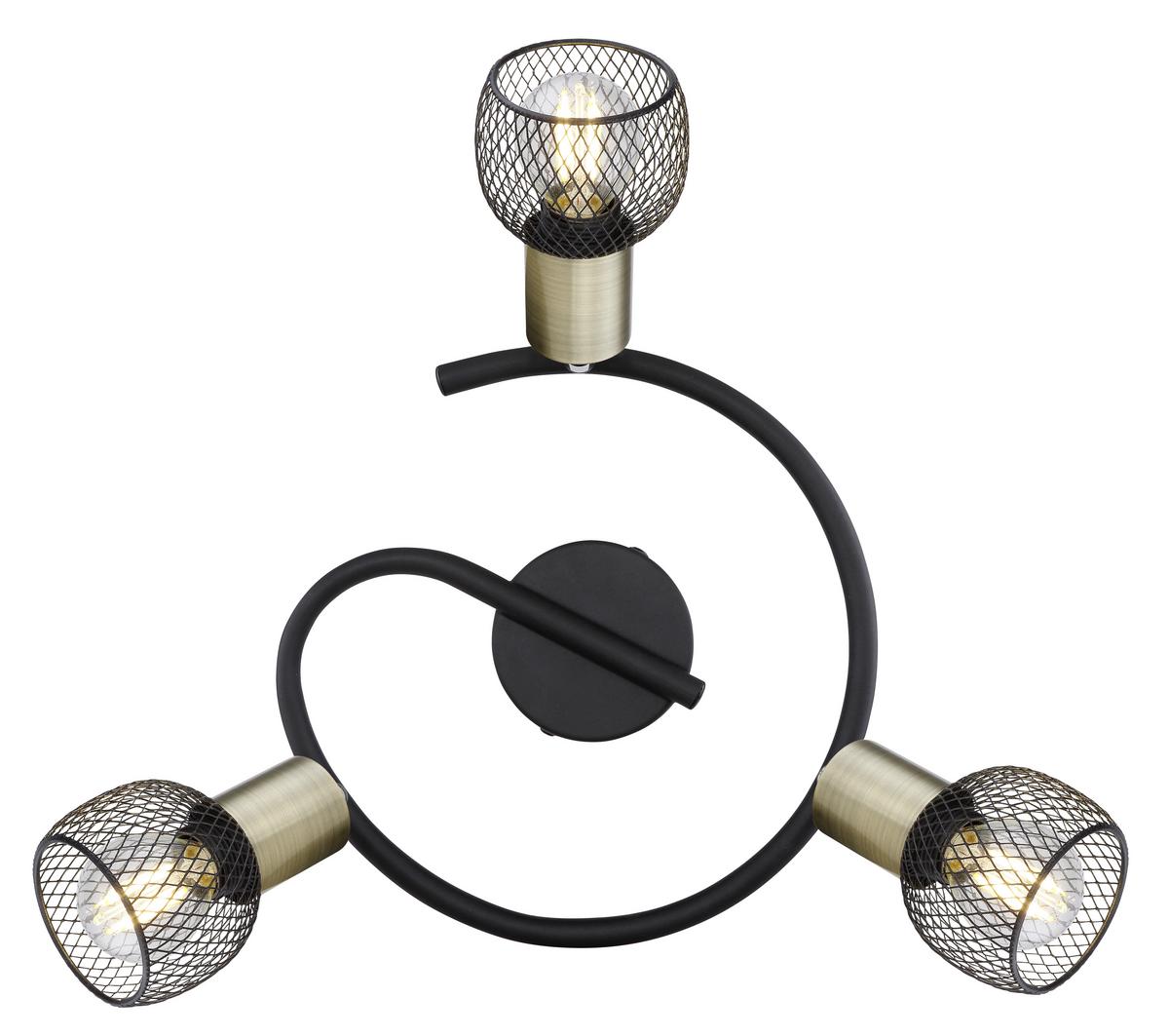 Strahler Fiastra 3-Flammig verstellbar Ø 23 cm - Schwarz, Basics, Metall (23/14cm) - Globo