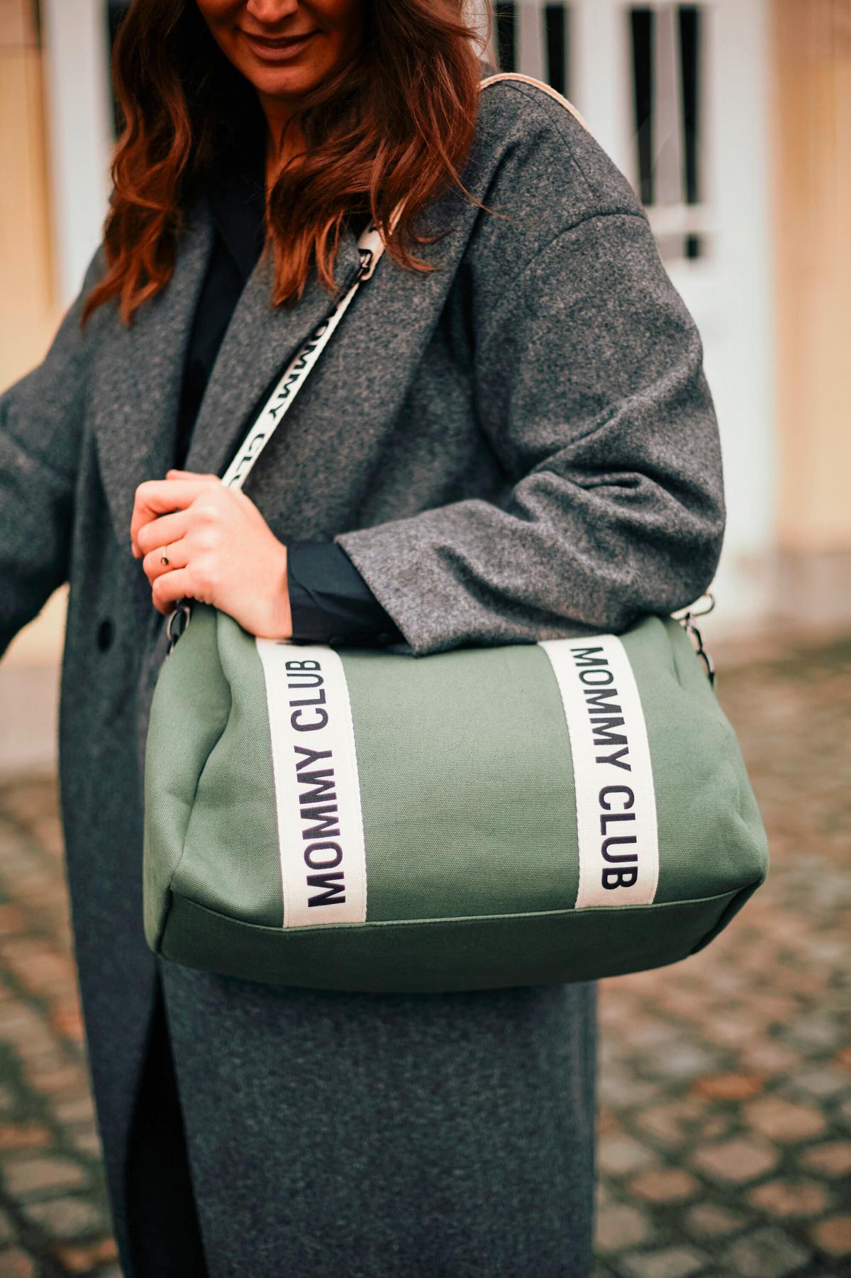 Wickeltasche Mommy Club Grün/Weiß, B: 38 cm - Weiß/Grau, KONVENTIONELL, Kunststoff/Textil (38/21/27cm) - Childhome