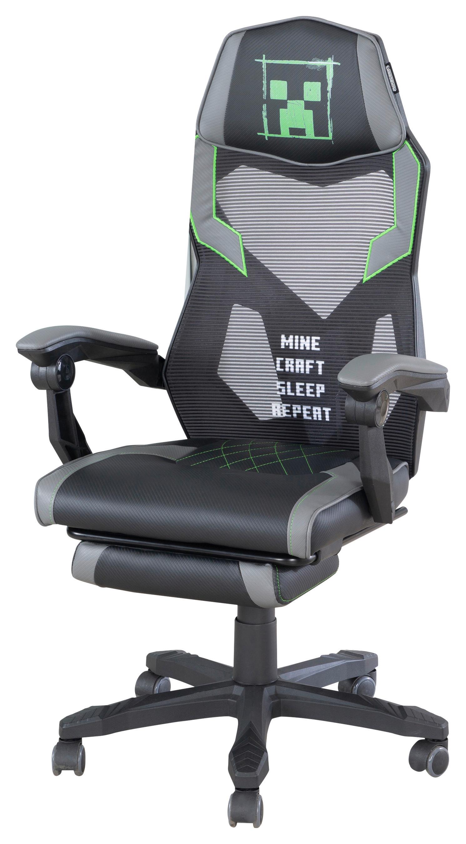Gamingstuhl Minecraft - Grau/Grün, MODERN, Kunststoff/Textil (61/114,5/62,5cm) - Minecraft