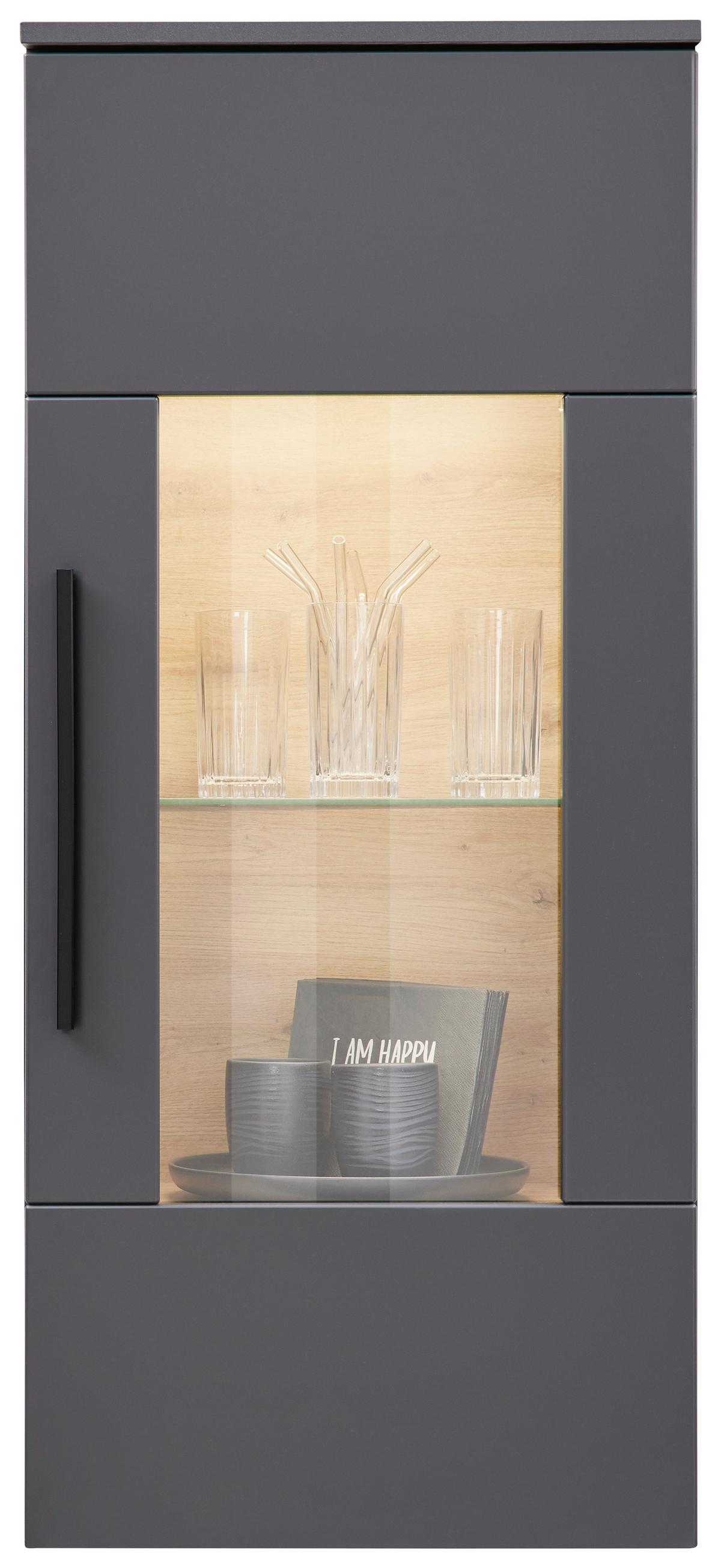Wohnkombination Modern 3-Tlg. Atlanta Grau/Eiche Dekor - Eichefarben/Silberfarben, MODERN, Glas/Holzwerkstoff (300,3/203,2/46,2cm)