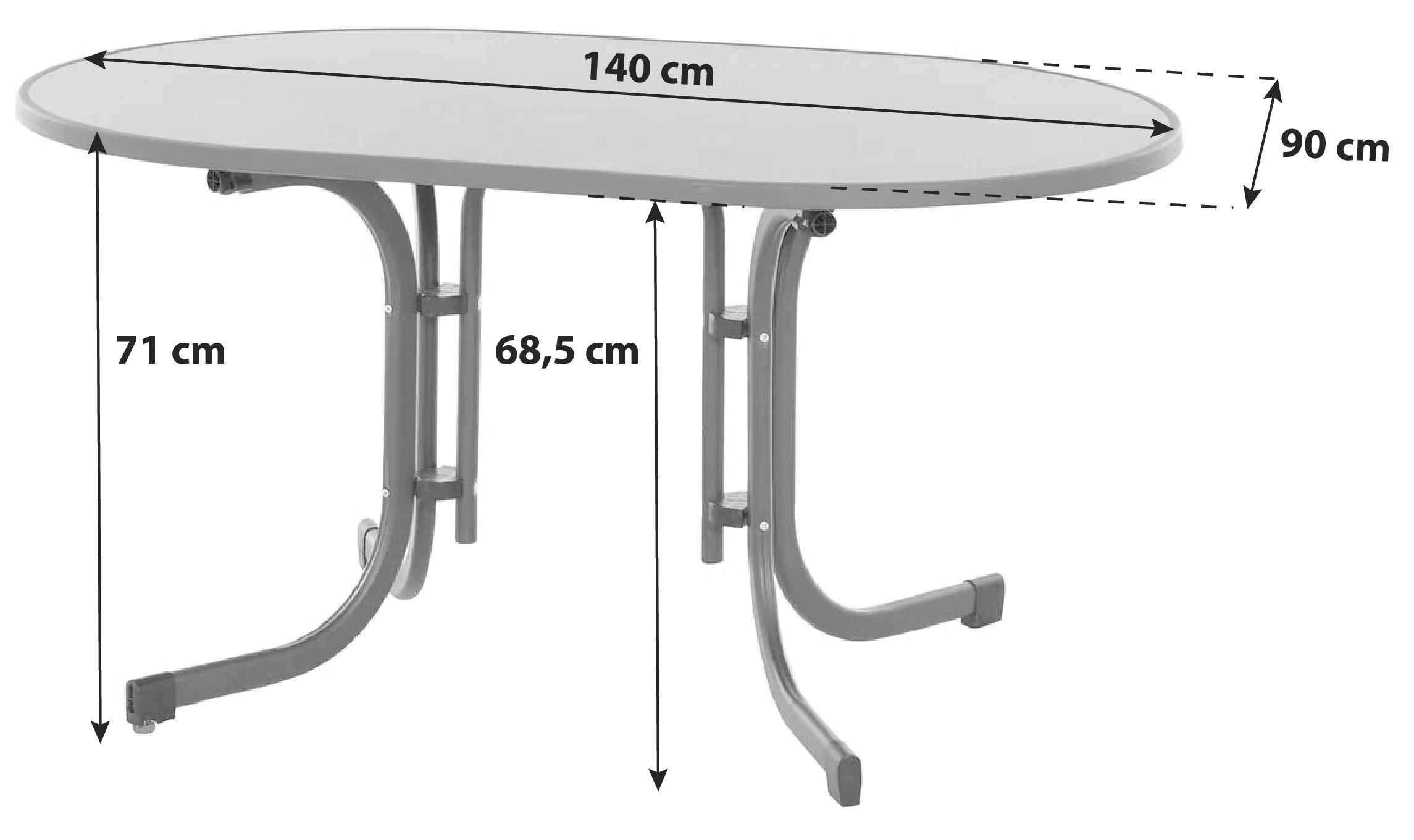 Gartentisch Klappbar Stahl L: 140 cm - Anthrazit, KONVENTIONELL, Holzwerkstoff/Metall (140/90/71cm) - Siena Garden