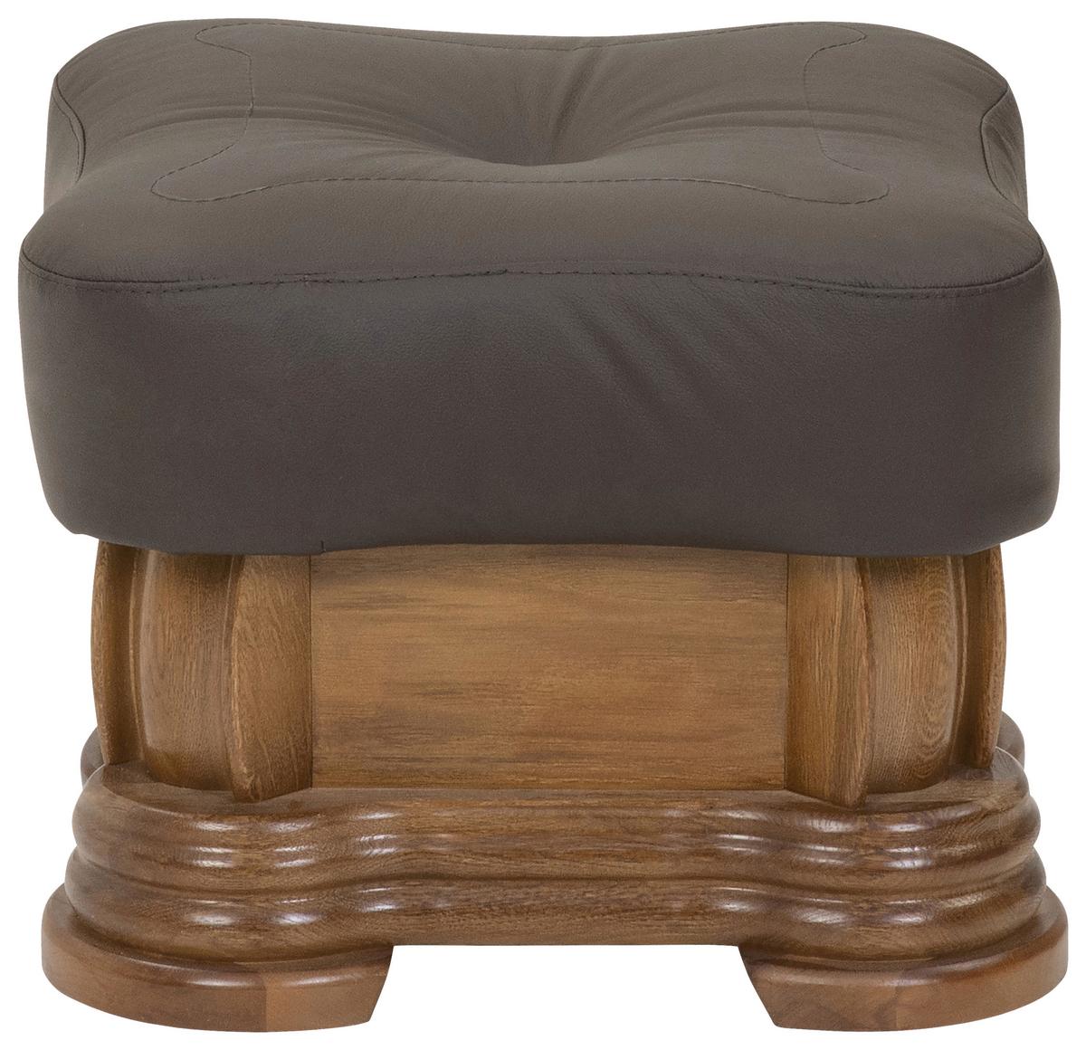 Hocker Arkansas Echtleder Braun - Braun, KONVENTIONELL, Leder/Holz (50/40/50cm) - Max Winzer