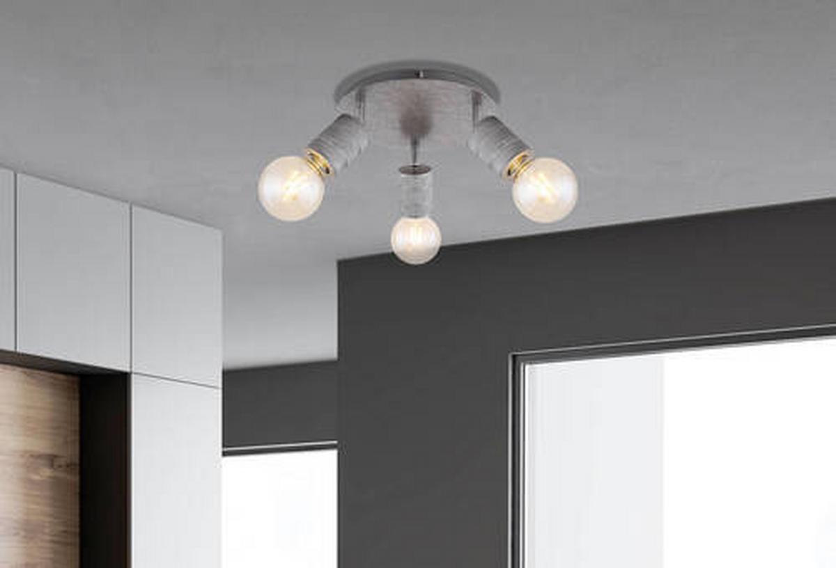 Strahler 3-flammig Ø 28 Cm - Silberfarben, Basics, Metall (28/16cm) - Globo