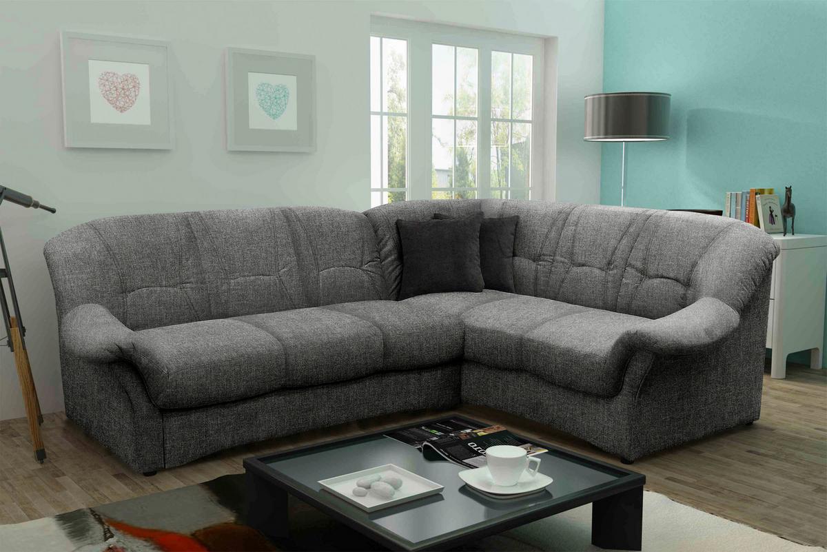 Ecksofa Papenburg Dunkelgrau - Dunkelgrau/Schwarz, KONVENTIONELL, Textil (243/192cm) - MID.YOU