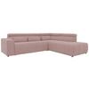 Ecksofa + Kopfteilverstellung Brandon Pink Mikrofaser - Schwarz/Rosa, Design, Textil (275/228cm) - MID.YOU