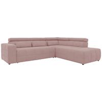 Ecksofa + Kopfteilverstellung Brandon Pink Mikrofaser - Schwarz/Rosa, Design, Textil (275/228cm) - MID.YOU