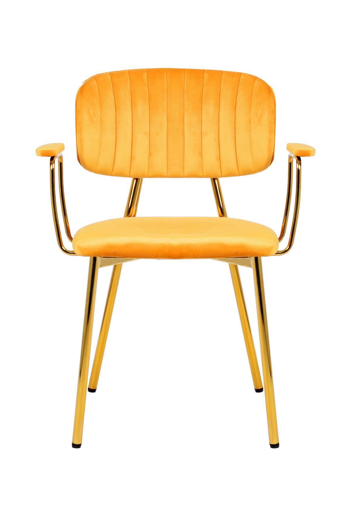 SADA STOLIČIEK S PODRÚČKAMI KIAN - oranžová/zlatá, Modern, kov/textil (63/80/51cm) - MID.YOU