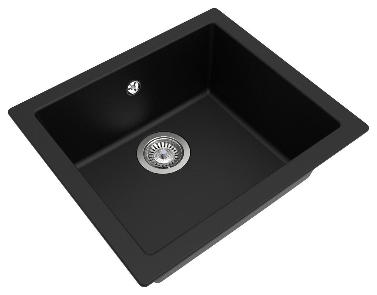 Spüle Respekta Ohio Kunsstein Bxt: 50x44 Cm - Schwarz, Trend, Glas/Kunststoff (50/19/44cm) - Respekta