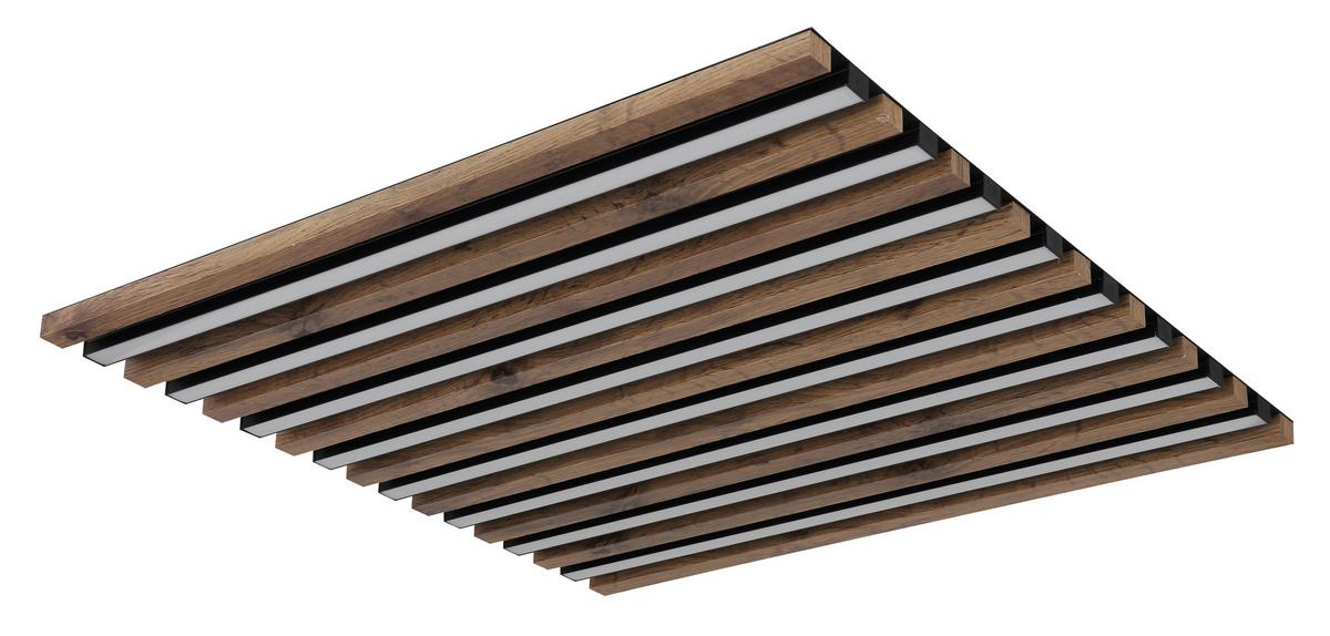 LED-DECKENLEUCHTE 67347D3CCT HAYDEN - Dunkelbraun/Schwarz, Natur, Holzwerkstoff/Kunststoff (60/60/6cm) - Globo