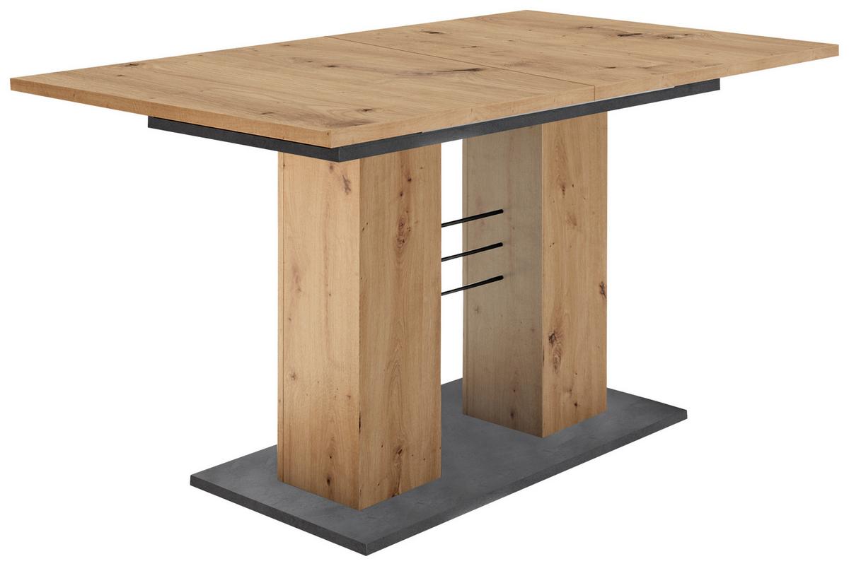 Esstisch Graphitfarben/Eiche Artisan 140 cm - Graphitfarben/Eiche Artisan, MODERN, Holzwerkstoff (140/76/80cm) - Livetastic