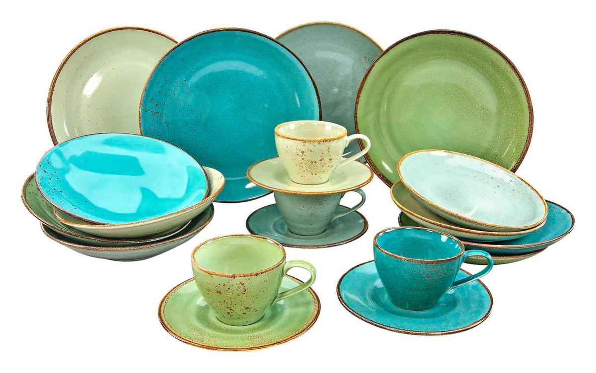 Kombiservice Keramik 4 Personen Geschirr Set - Multicolor, Basics, Keramik - Creatable