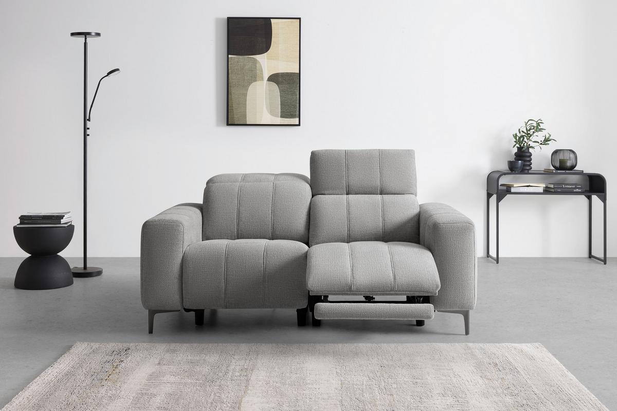 Dvojmiestna pohovka ALVARO, sivý zamat, relax.funkcia - sivá/prírodná farba, Modern, kov/drevo (182/79/109cm) - Mömax