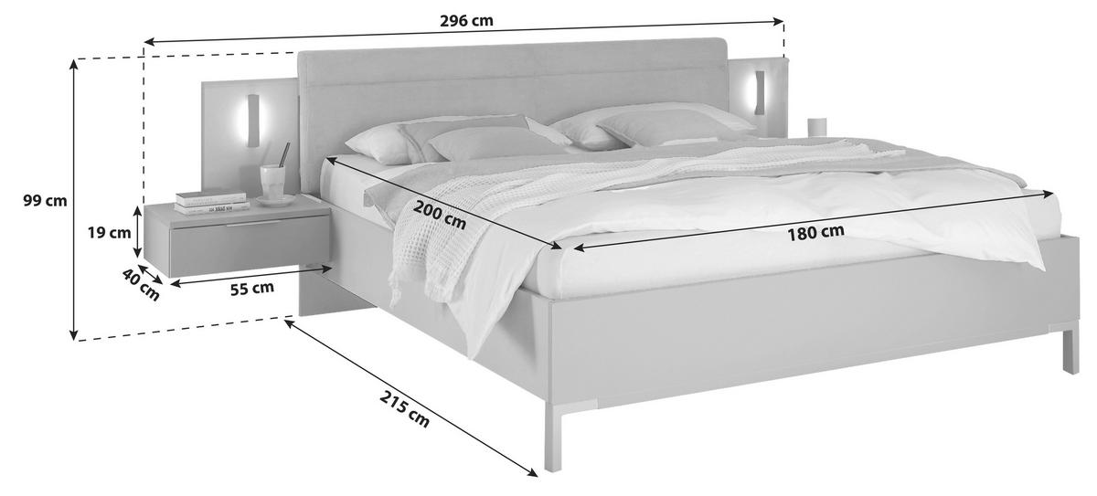 Ágyszett Modeste 180/200 Cm - világosszürke/zsályazöld, Modern, faalapú anyag (180/200cm)