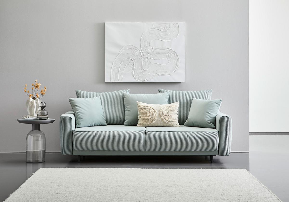 Schlafsofa Larisa Mintgrün B: 232 Cm - Schwarz/Mintgrün, MODERN, Textil (232/96/112cm) - MID.YOU