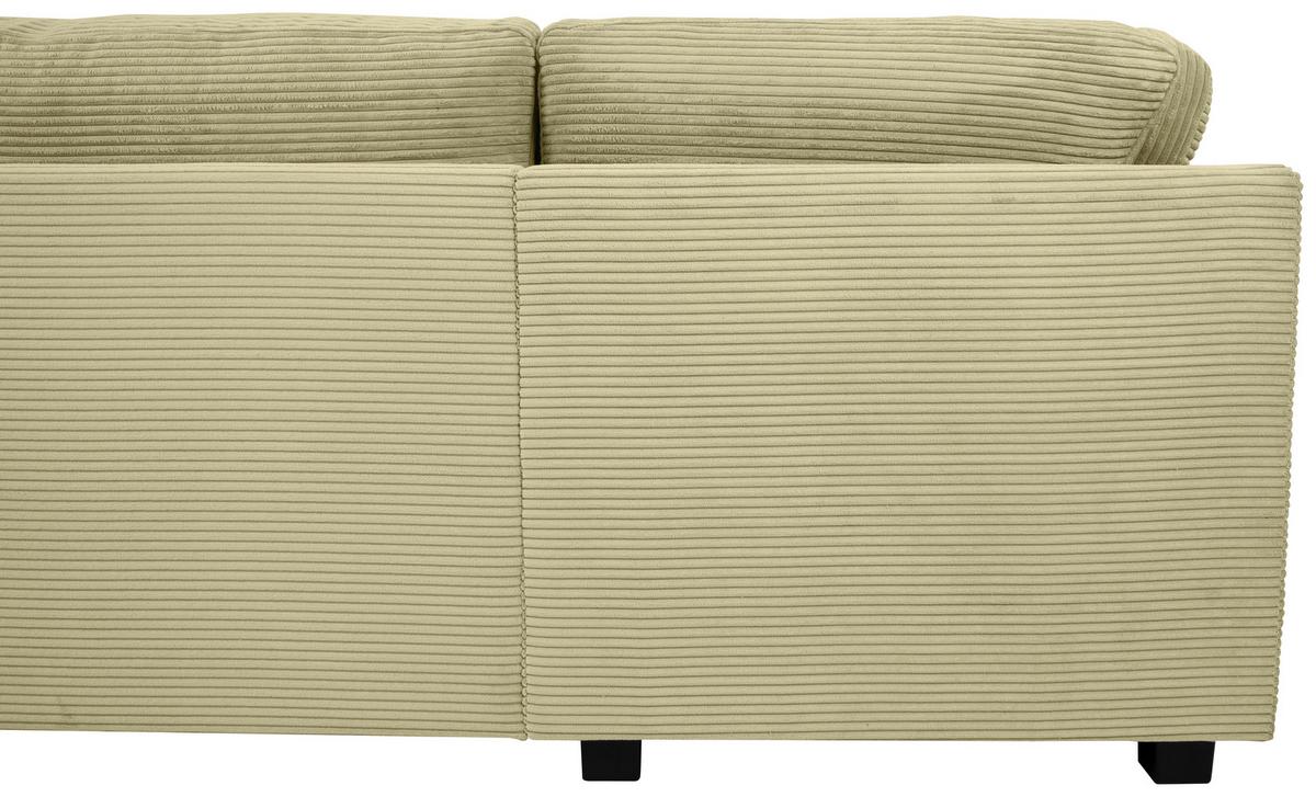 Souprava U MALTE, levá, světle zelený manšestr - černá/světle zelená, Moderní, textil/plast (178/305/155cm) - Based
