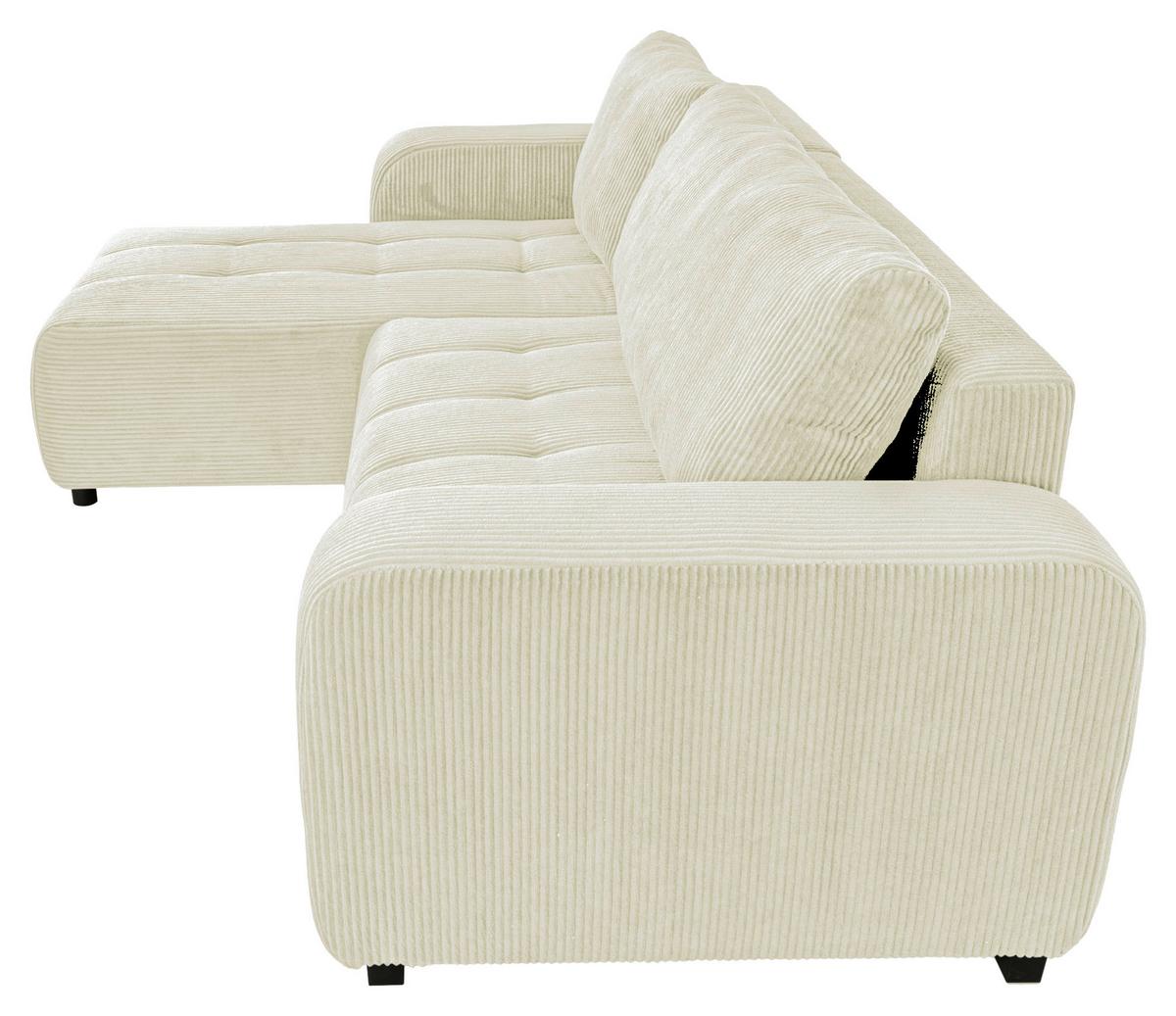 Ecksofa mit Bettfunktion Marseille, beige - Beige/Schwarz, Trend, Holz/Holzwerkstoff (155/240cm)