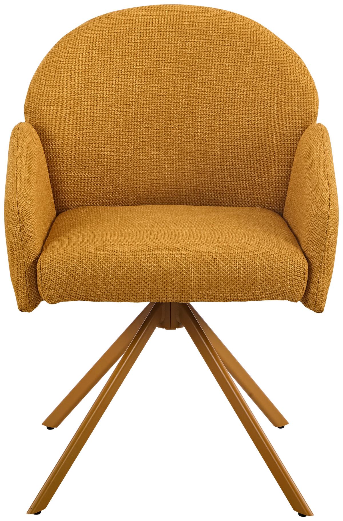 Armlehnstuhl Holly drehbar Webstoff Curry, B: 56,5 cm - Currygelb, MODERN, Textil/Metall (56,5/61/84cm)