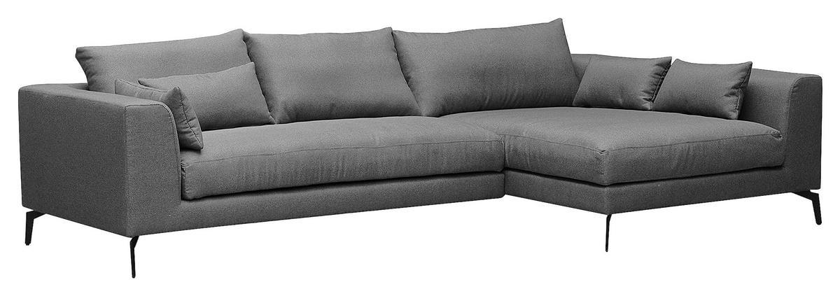 Ecksofa Berlin Dunkelgrau S: 313 cm - Dunkelgrau/Schwarz, Design, Textil (313/172cm) - Livetastic