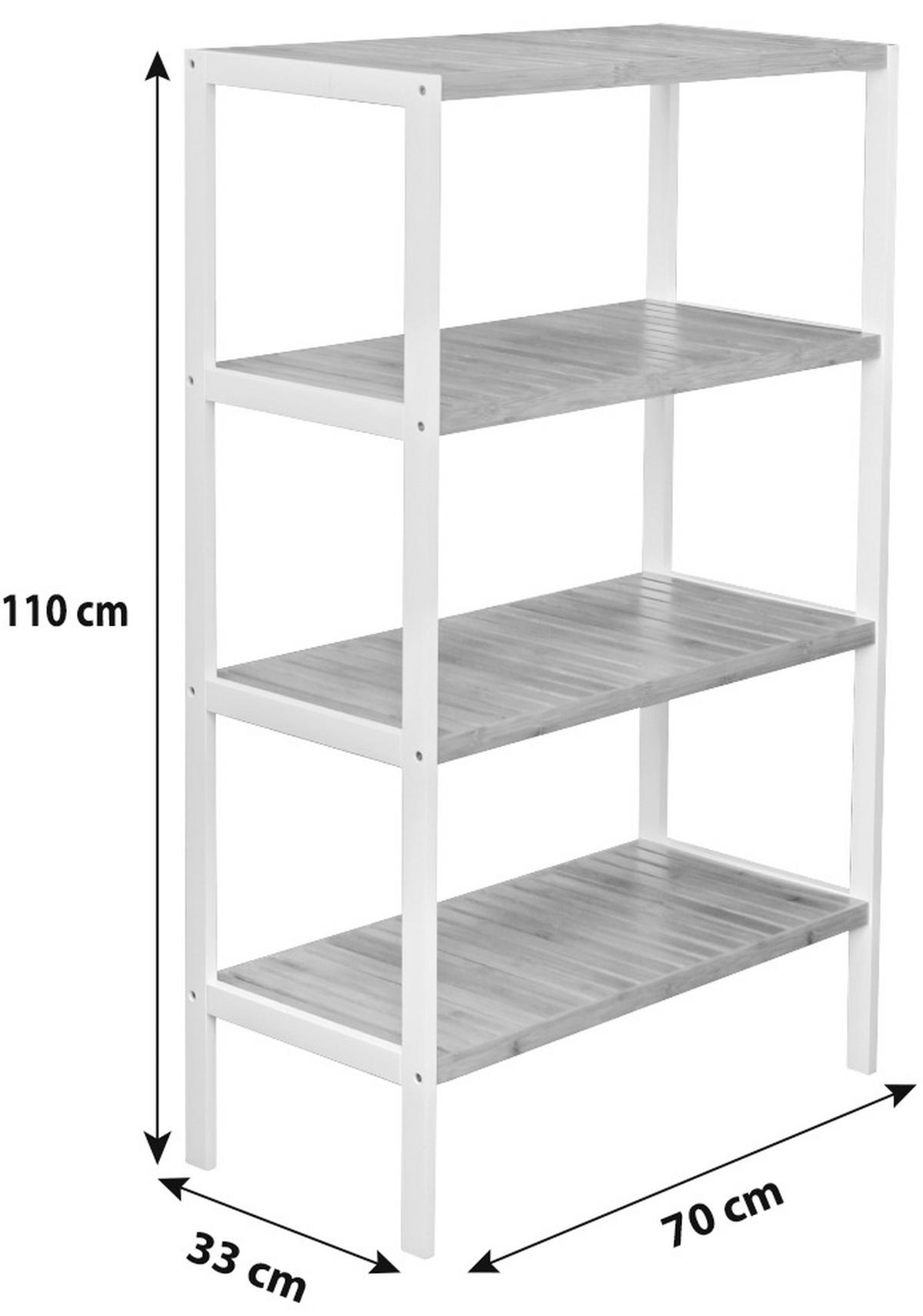 Regal Bambu B 70cm, Weiß/braun - Weiß/Braun, MODERN, Holz/Holzwerkstoff (70/110/33cm)