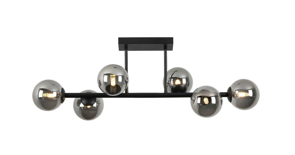 Stropní svítidlo Lisib,Š/V: 85/28cm,černá - černá/barvy chromu, Moderní, kov/sklo (85/28/27cm) - Modern Living