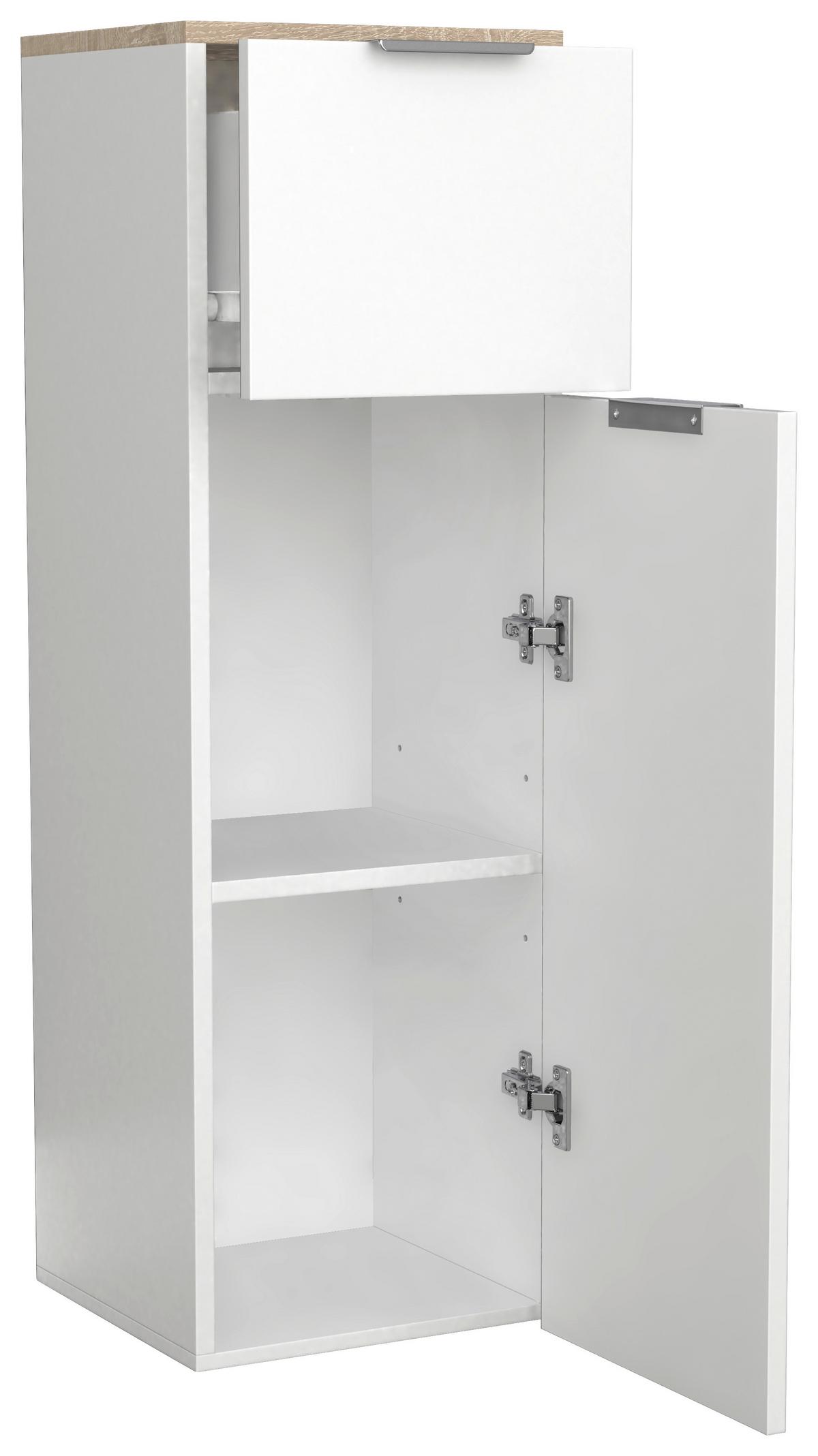 Highboard Donali Weiß/Eiche Dekor B:30cm - Weiß/Sonoma Eiche, MODERN, Holzwerkstoff (30/95/30cm) - MID.YOU