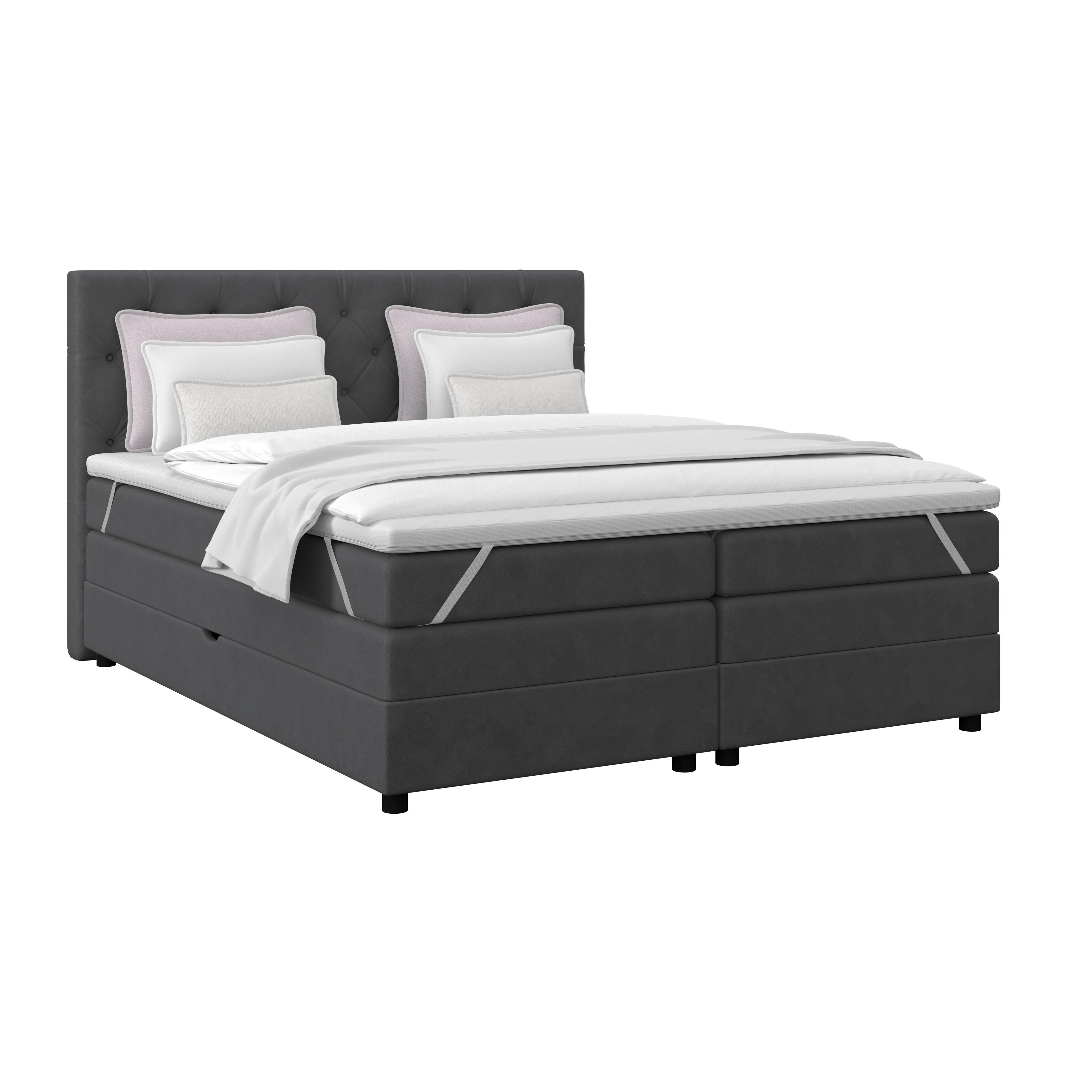 Boxspringbett Elio Graphitfarben 160x200 Cm H3/h4