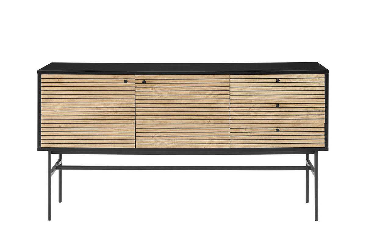 Sideboard Schwarz, Eichefarben B: 160cm - Eichefarben/Schwarz, Design, Holz/Holzwerkstoff (160/85/40cm) - Livetastic