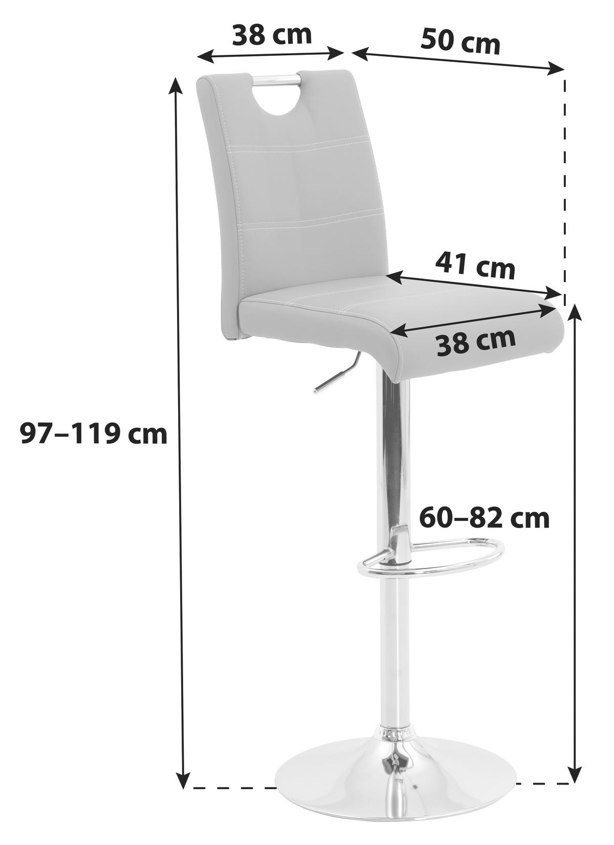Barhocker-Set Miranda H - Chromfarben/Weiß, MODERN, Textil/Metall (38/97-119/50cm) - MID.YOU