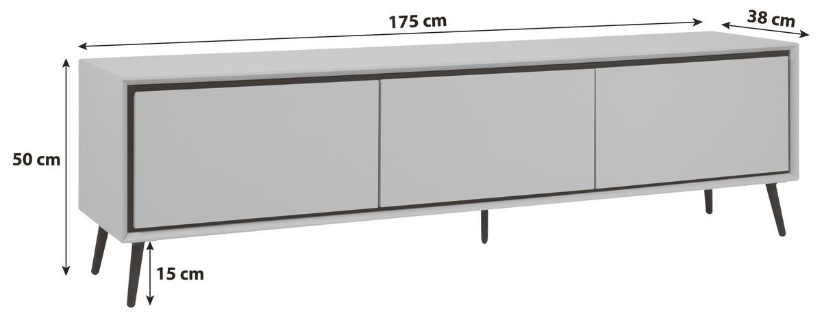 TV-Lowboard Arona B: 175 cm Sandfarben, Schwarz - Schwarz, KONVENTIONELL, Holzwerkstoff (175/50/38cm) - Livetastic