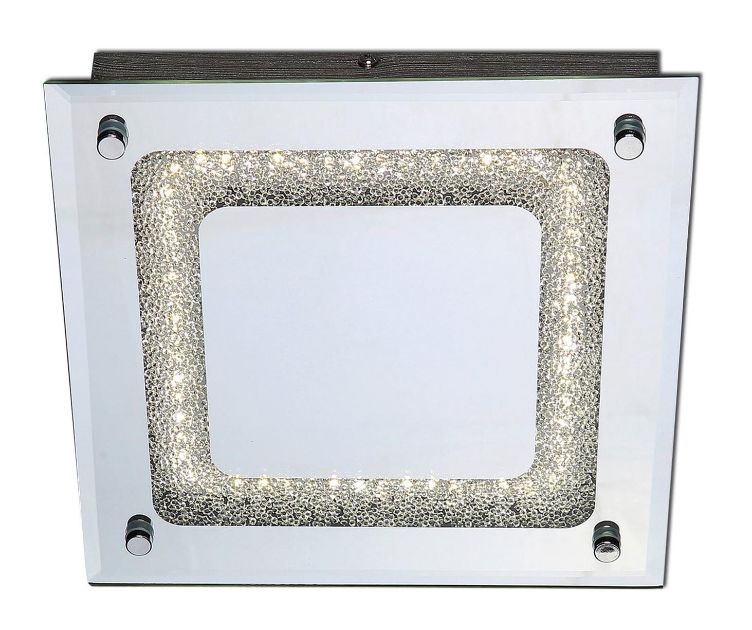 LED-Deckenleuchte Thun Ø 24 cm Quadratisch mit Kristallglas - Opal/Weiß, Basics, Glas/Metall (24cm) - Näve