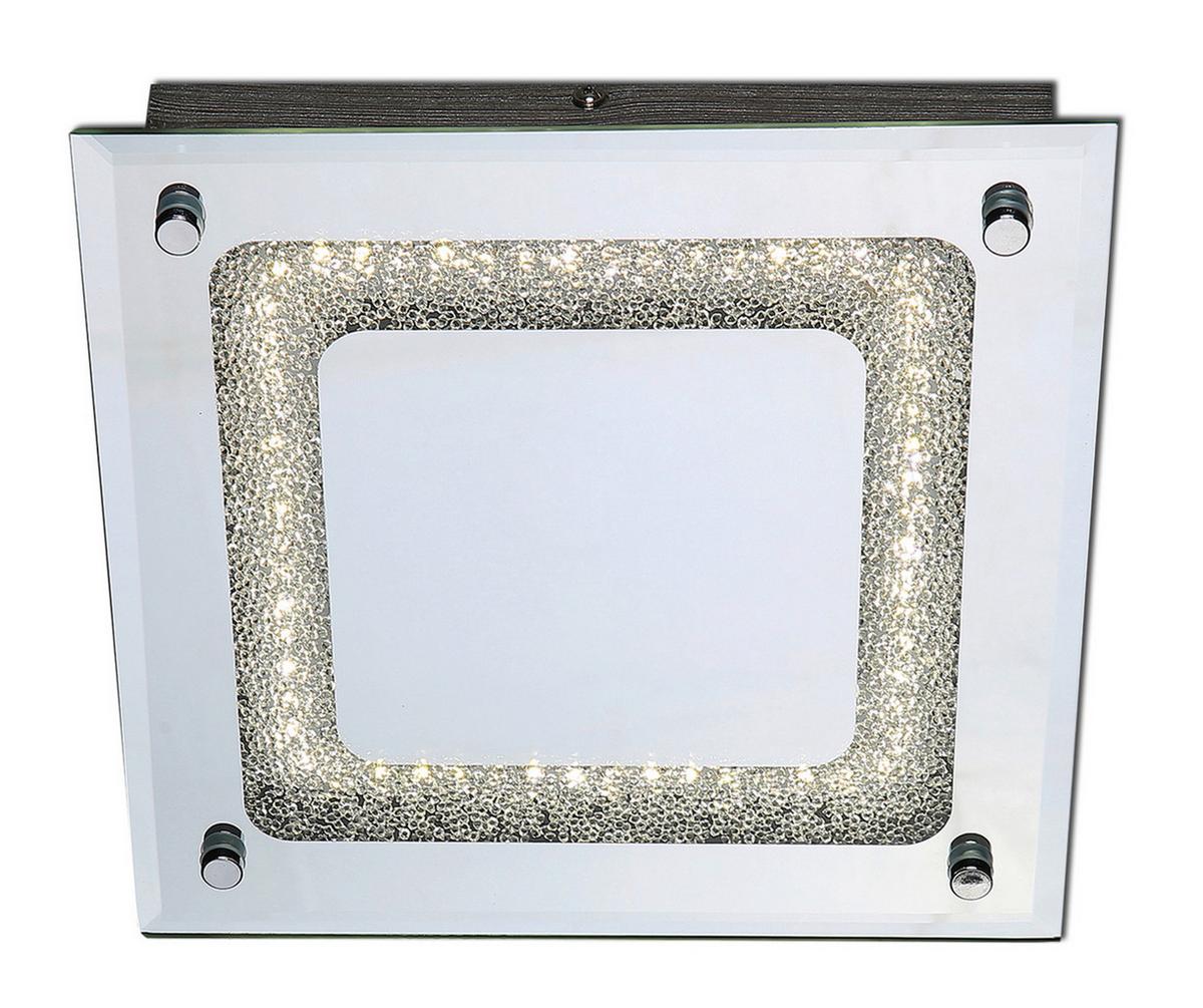 Led-deckenleuchte Thun Ø 24 Cm Quadratisch Mit Kristallglas - Opal/Weiß, Basics, Glas/Metall (24cm) - Näve