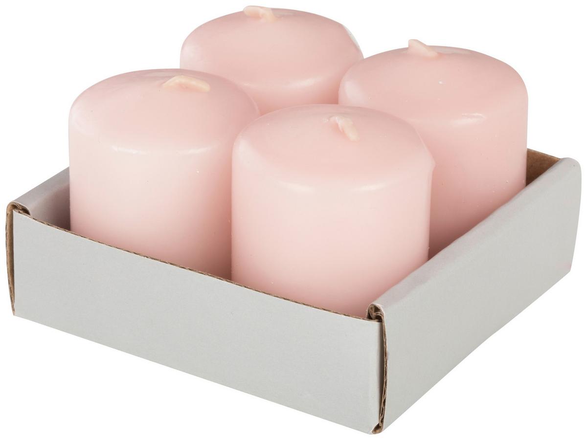 Válcová svíčka Katrinja, V: 5cm - bílá/růžová, parafín (3,8/5cm) - Modern Living