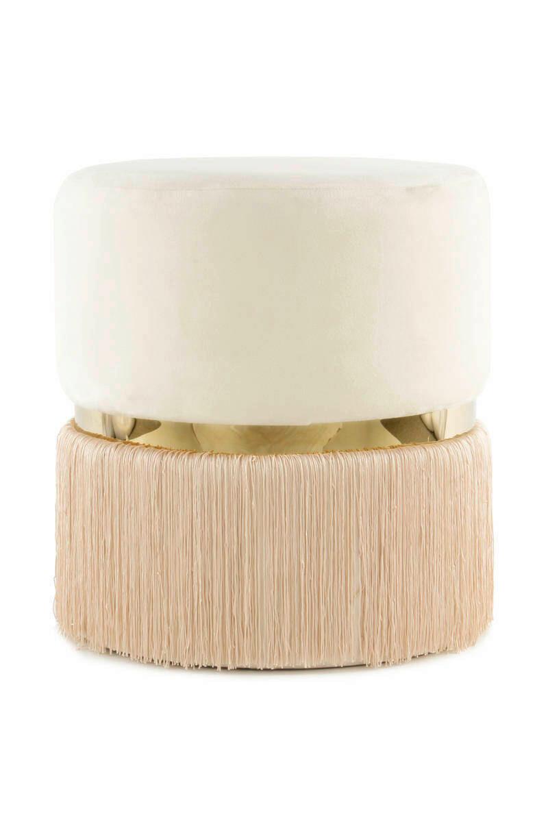 Hocker Pouf Samt/edelstahl Champagner H: 44,5 Cm