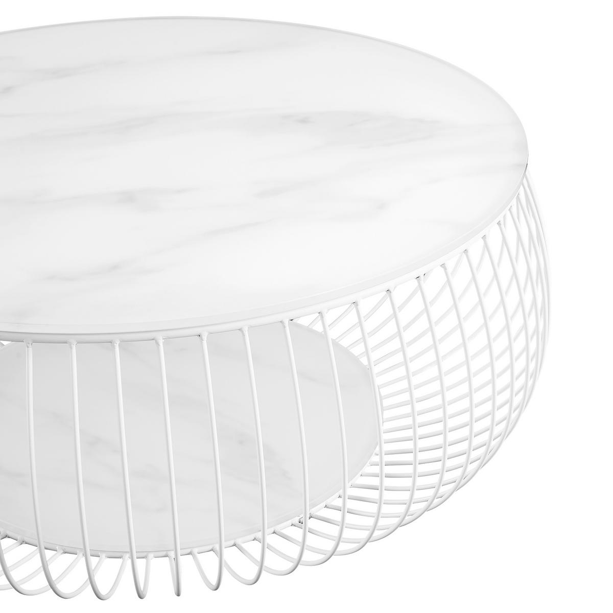 Couchtisch Weiß D: 86 Cm - Weiß, Design, Glas/Metall (86/86/35cm) - Livetastic