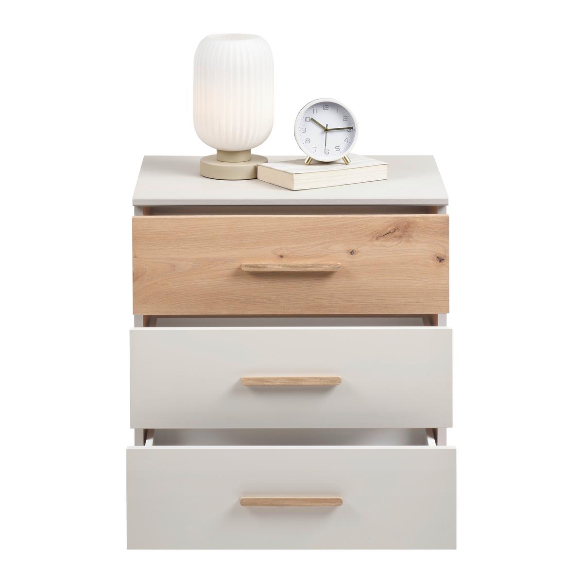 Nočný stolek LUMIO - černá/kašmírová, Konvenční, kompozitní dřevo/plast (52/58/38cm) - Mömax