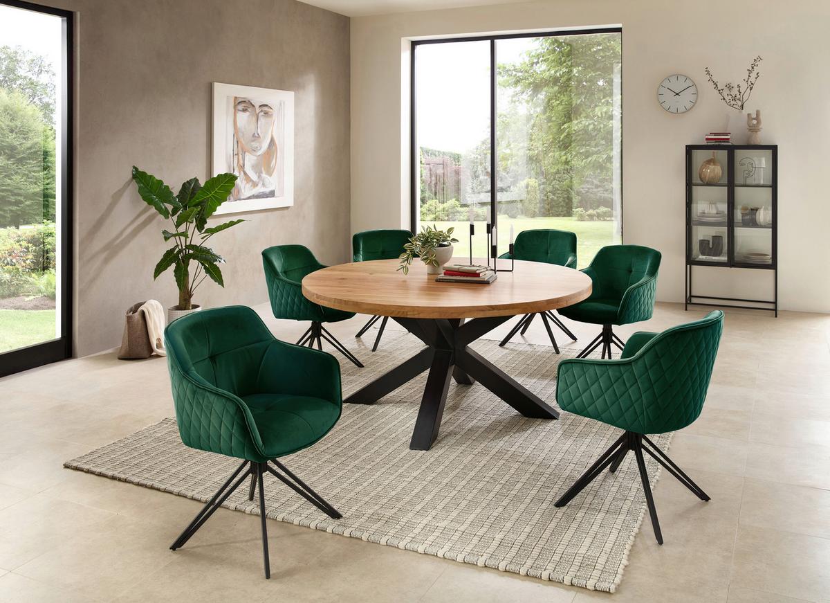 Esstisch Brad Schwarz/Akaziefarben - Schwarz/Akaziefarben, MODERN, Holz/Metall (160/160/75cm) - Livetastic