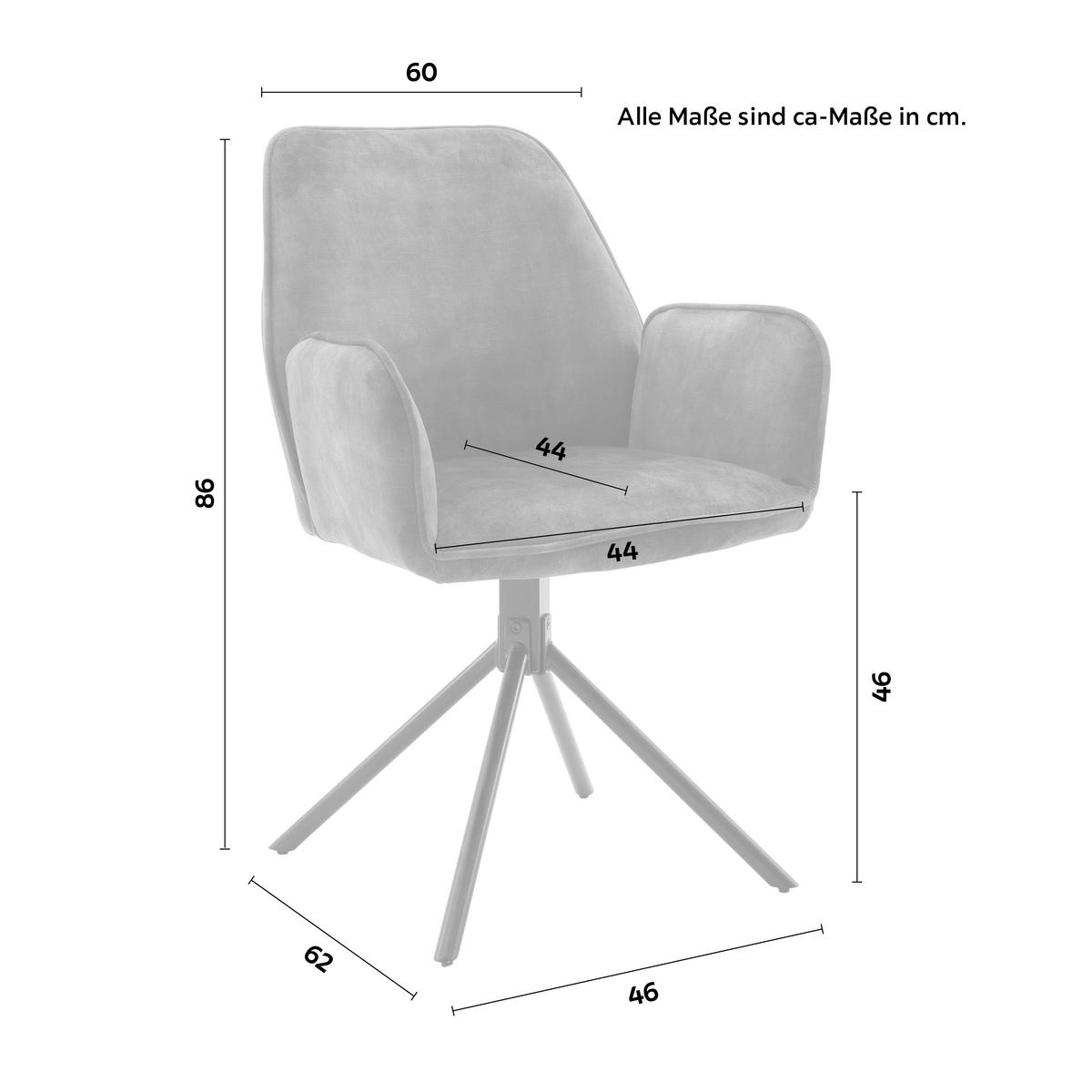 ŽIDLE S PODRUČKAMI OTTAWA - černá/antracitová, Moderní, kov/textil (60/89/64cm) - Premium Living