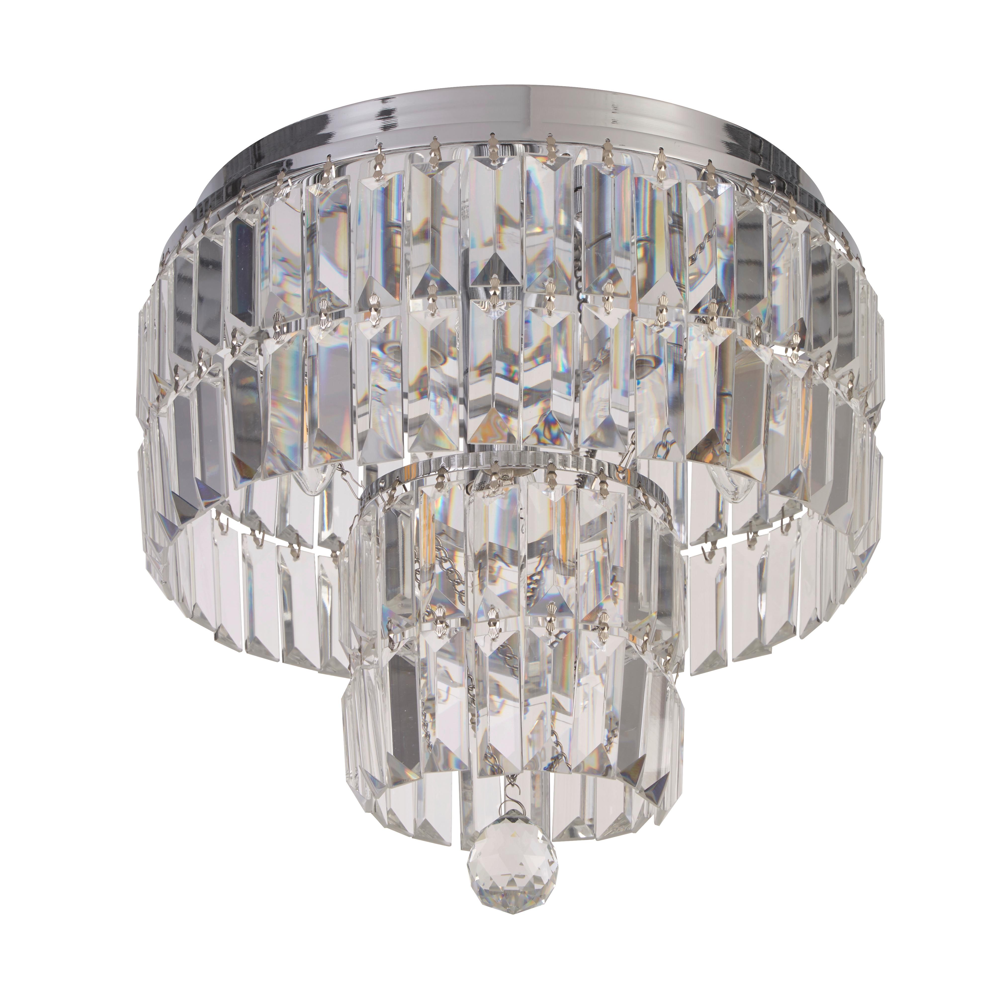 Bad-Deckenleuchte Empire Ip44 Chromfarben Ø 34 cm 4-Flammig - Chromfarben, Design, Glas/Metall (34/33cm)